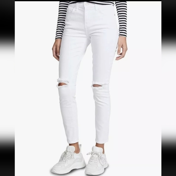 Current Elliott The High Waist Stiletto 2 Year Destroy White Jeans 29 NWT $248 - Picture 6 of 6